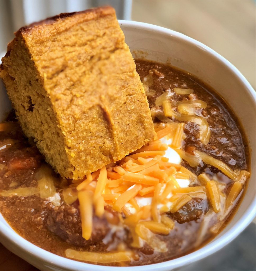 Hearty chili combined with cozy pumpkin, fall spices, balanced with sweet potato and pumpkin ale.