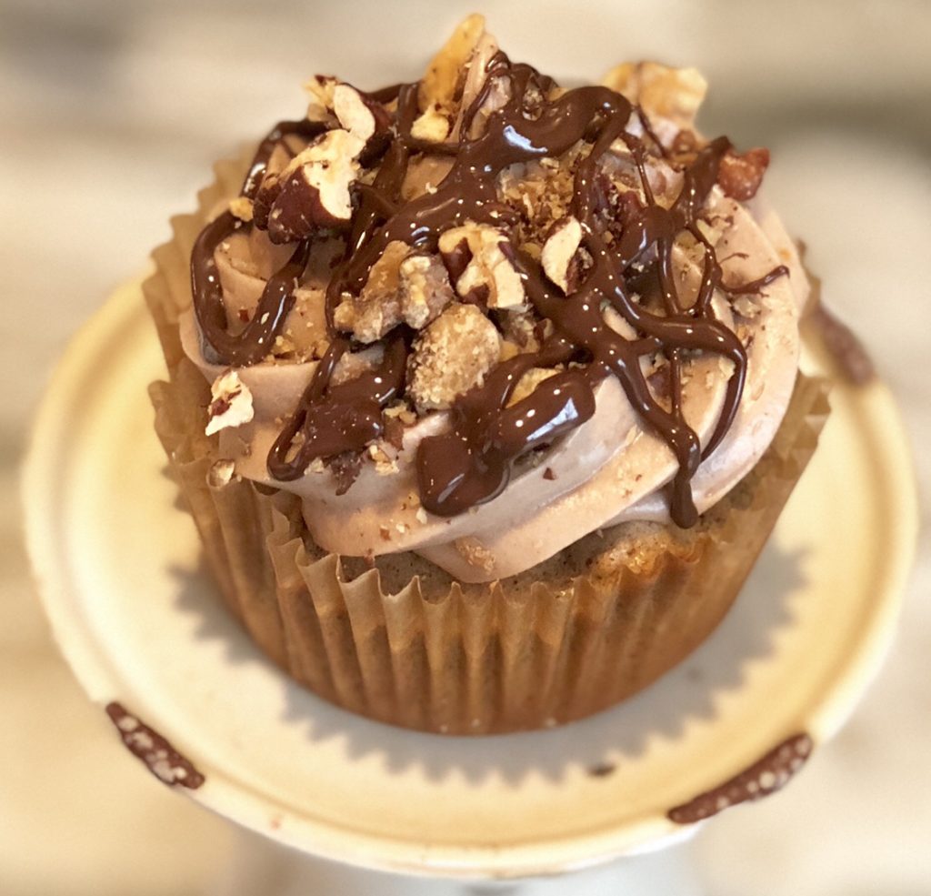 Brown Butter Nut Cupcakes with Chocolate Cream Cheese Frosting
