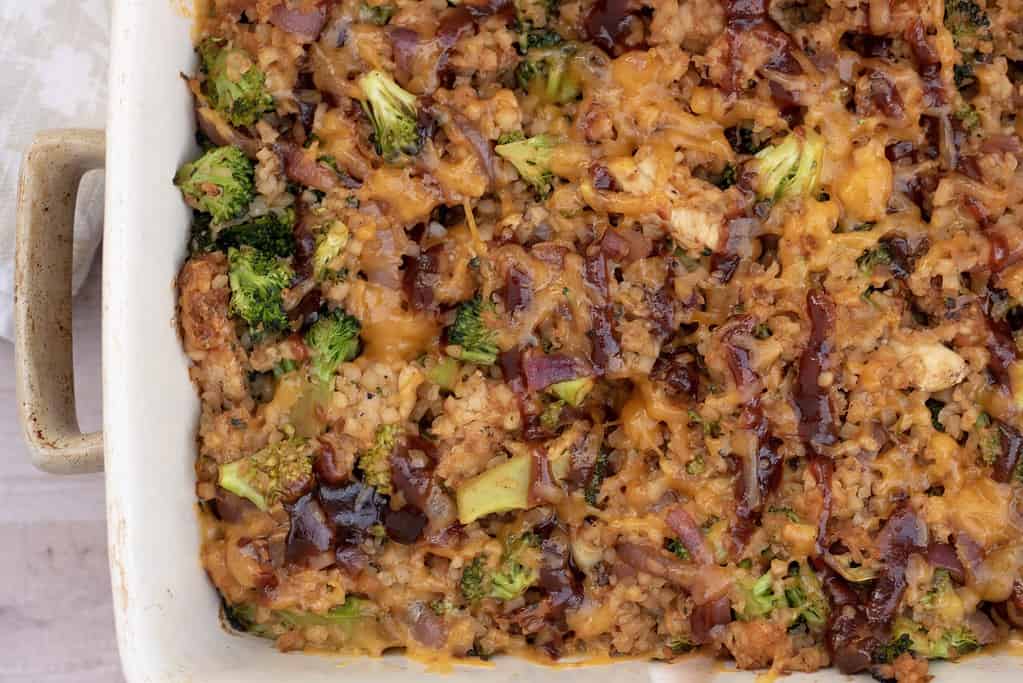 Bbq Chicken Broccoli Cauliflower Rice Casserole Wine A Little Cook A Lot