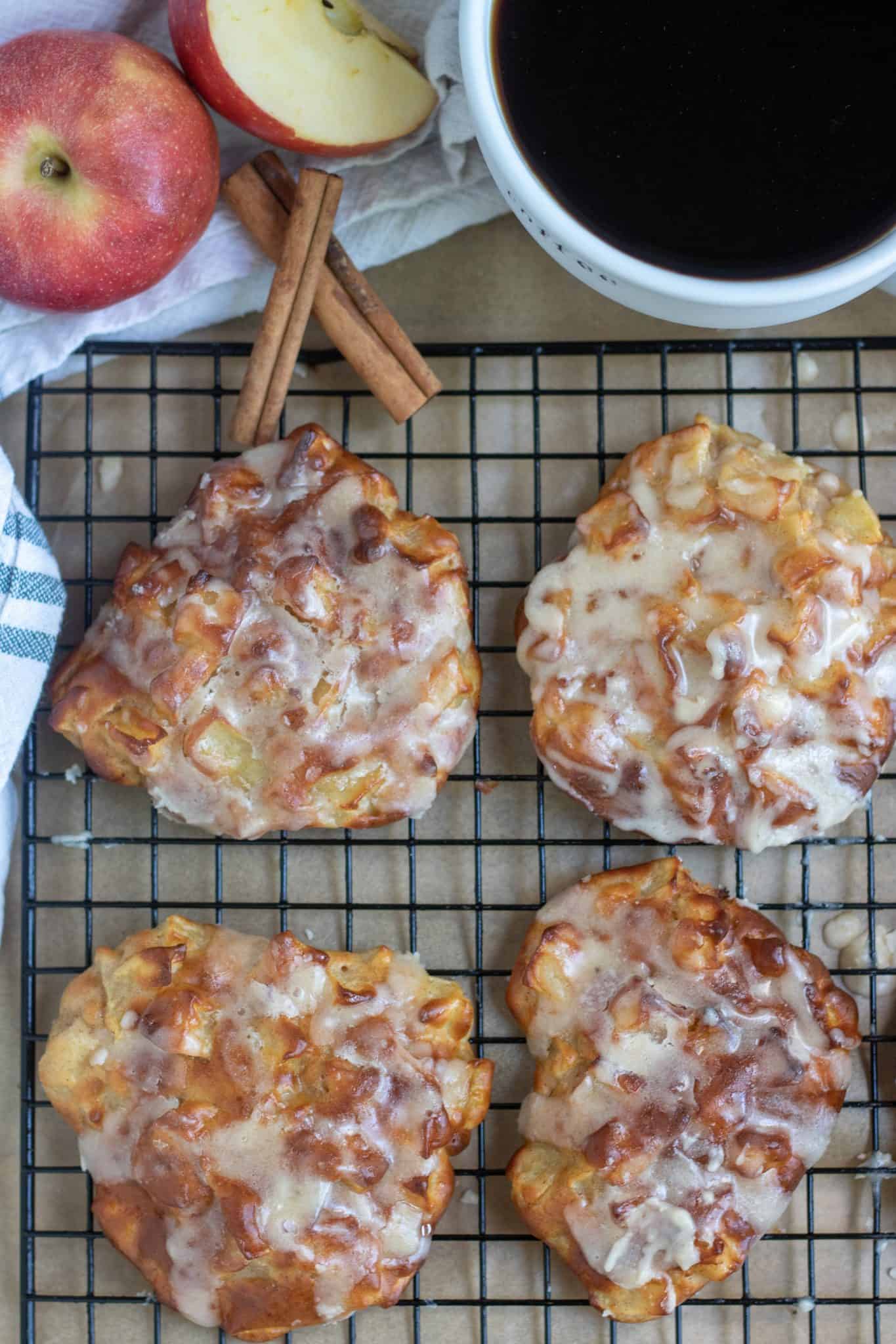 Air Fryer Apple fritters with Brown Butter Glaze - Wine a Little, Cook a Lot