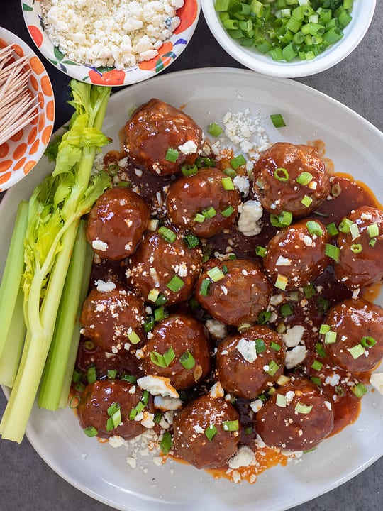 Crockpot Buffalo BBQ Chicken Meatballs - Wine a Little, Cook a Lot